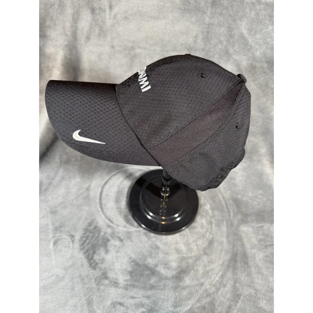 Nike Golf Hat Cap Strap Back One Size Black Konami Mesh Breathable Mens